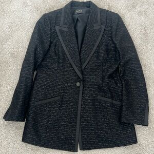 Black Shimmer festive blazer. Dana Bachman